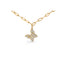 Collar de mariposa ajustable de diamantes en oro amarillo de 14KT - 15"-17"