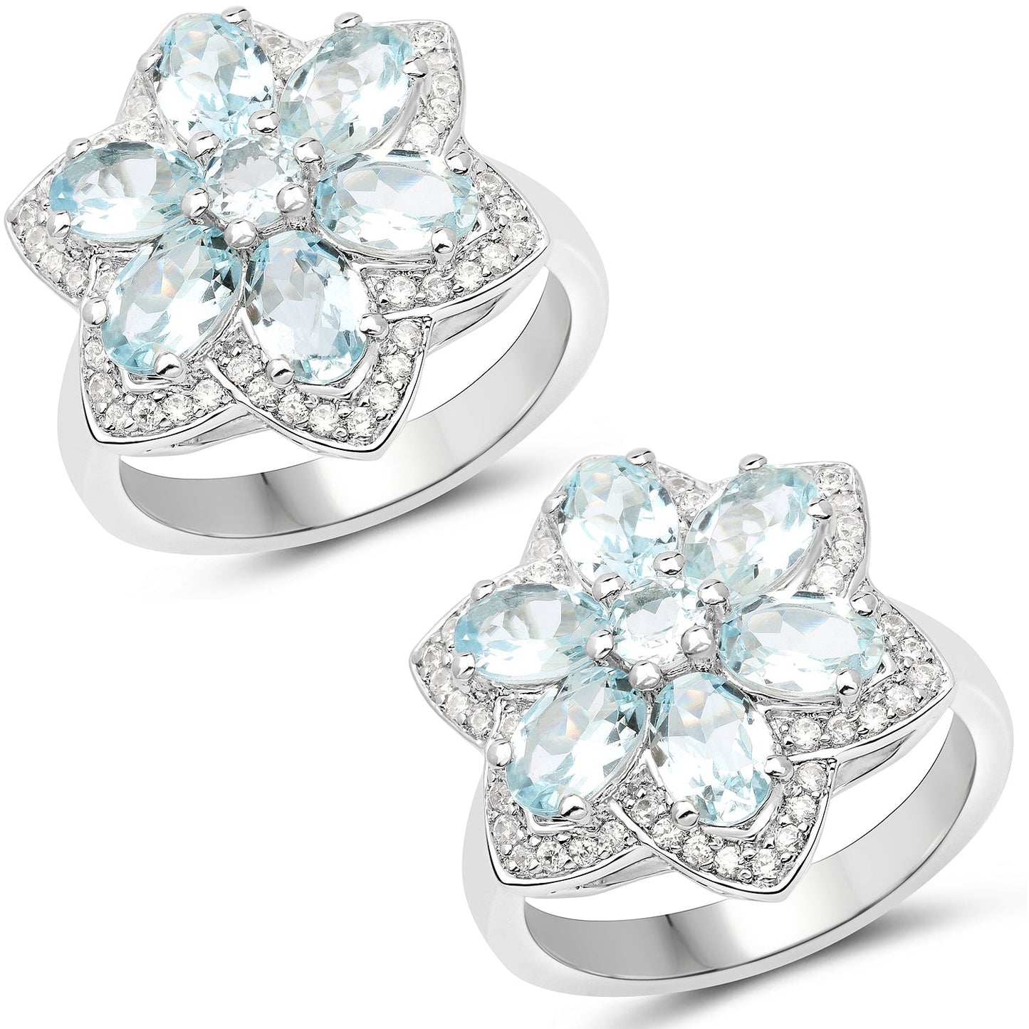 2.88 Carat Genuine Aquamarine Sterling Silver Ring