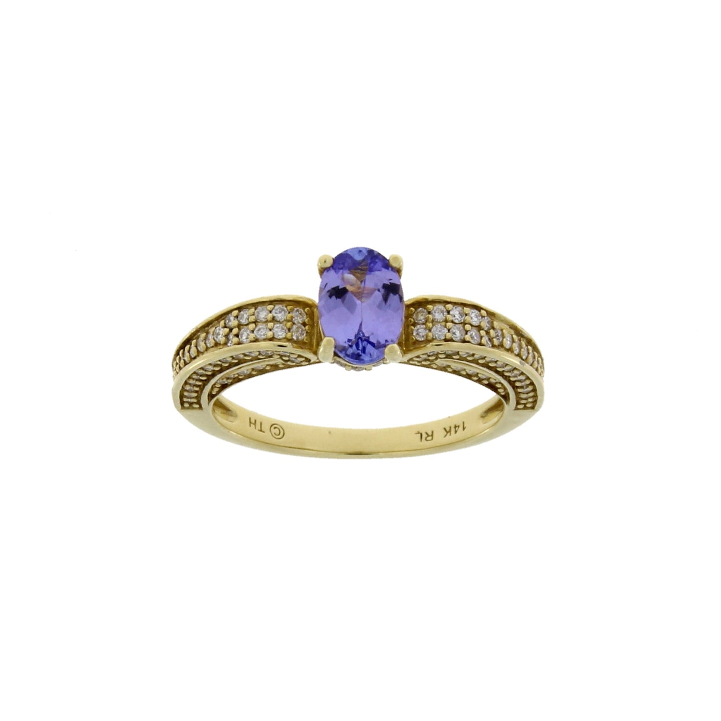 Anillo de Compromiso de Tanzanita y Diamante de 1.45ct en Oro Amarillo de 14KT