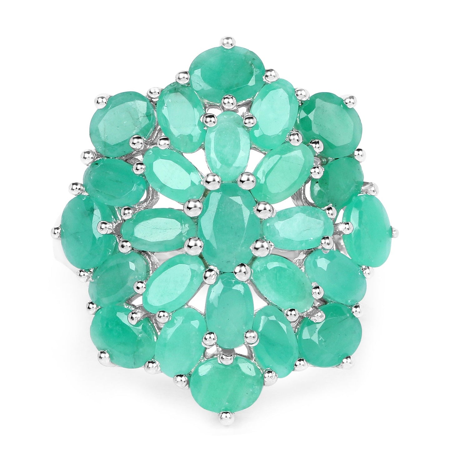 5.88 Carat Genuine Emerald .925 Sterling Silver Engagement Ring
