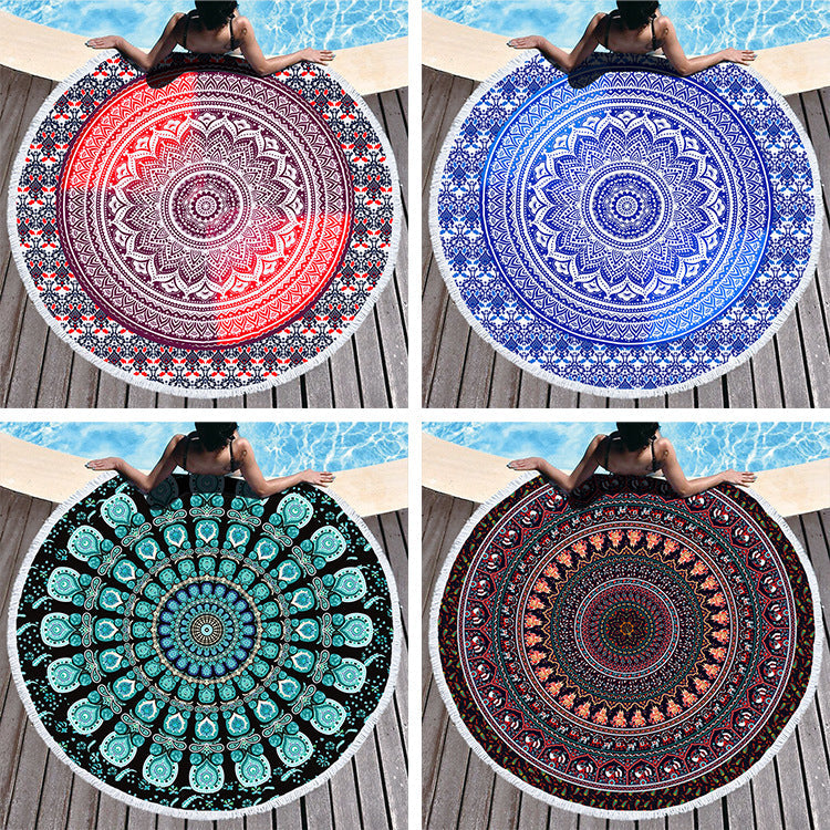 Round Printed Microfiber Beach Towel