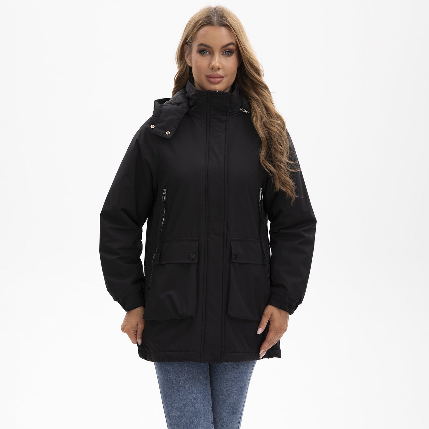Parka acolchada de forro polar impermeable premium para mujeres