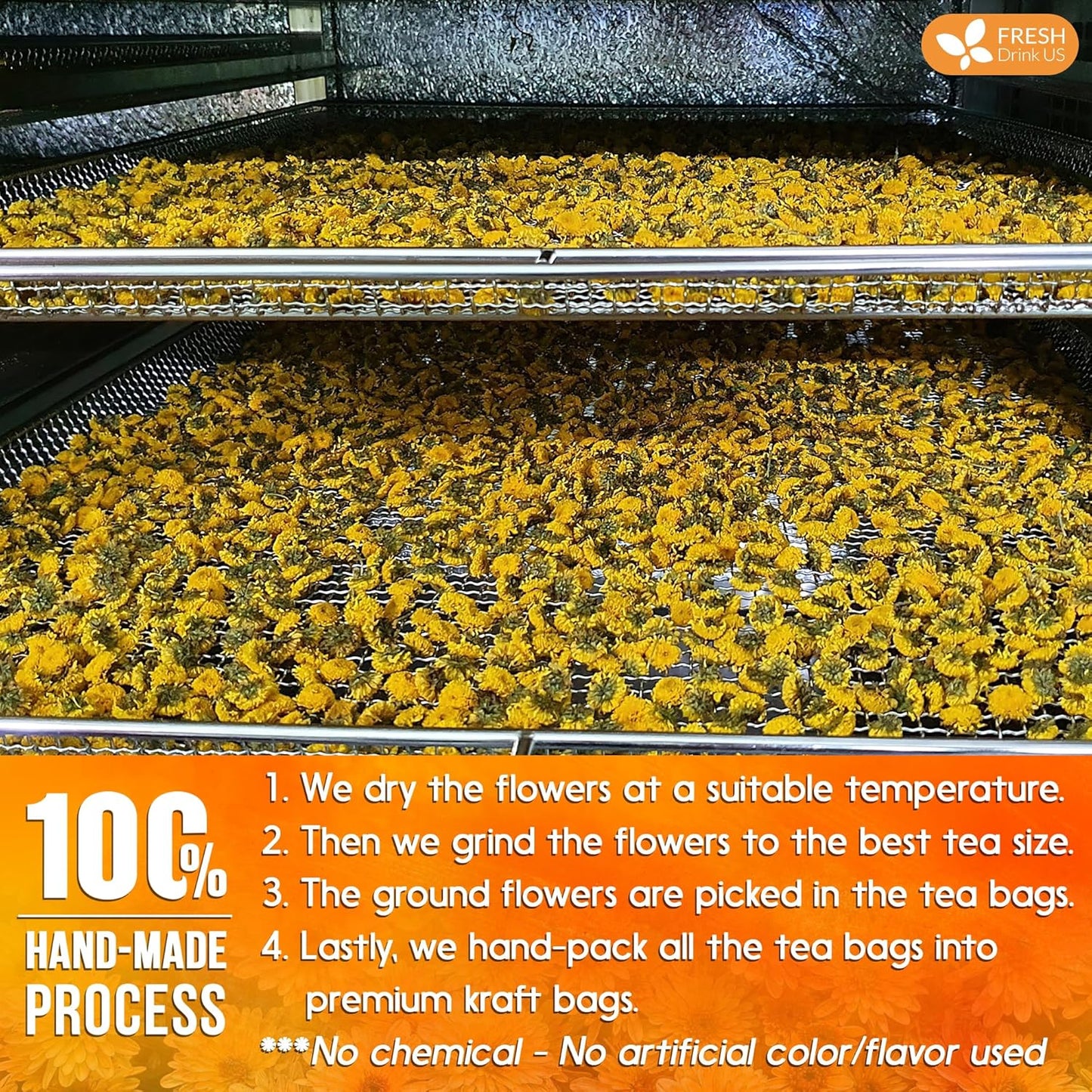 Organic Chrysanthemum Herbal Tea Bags - Caffeine-Free & Vegan
