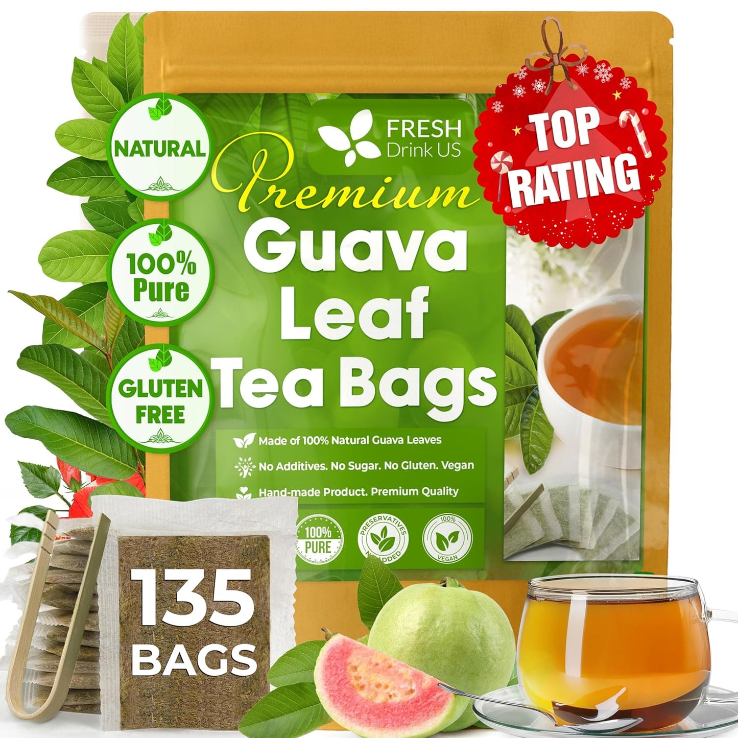 Premium Natural Guava Leaves - Whole Dried Herbal Tea