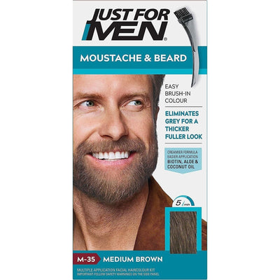 Just For Men Gel de Couleur à Brosser pour Moustache et Barbe, Brun Moyen M-35