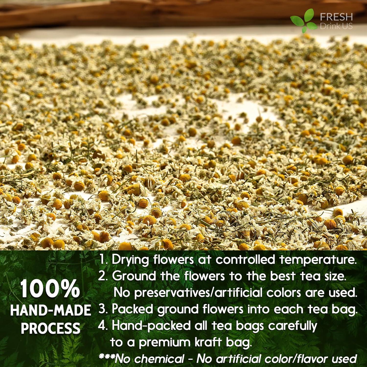 Chamomile Tea Bags, 100% Natural Chamomile, Freshly Picked, Naturally Dried Chamomile, Hand-made, Biodegradable Tea Bag - Korvel