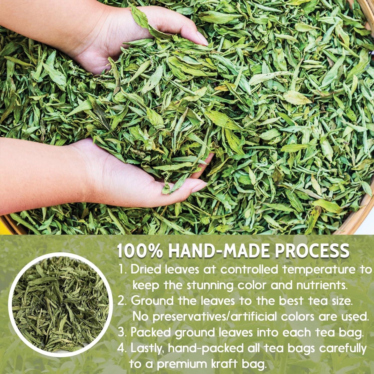 Stevia Leaf, Whole Dried Leaves, Tea Bags, Powder, 100% Natural and Pure from Stevia Leaves. Sugar Substitute for Tea, Coffee. Loose Leaf Stevia Herbal Tea. Zero Calorie Sweetener. No Sugar, No Caffeine, No Gluten, Vegan. - Korvel