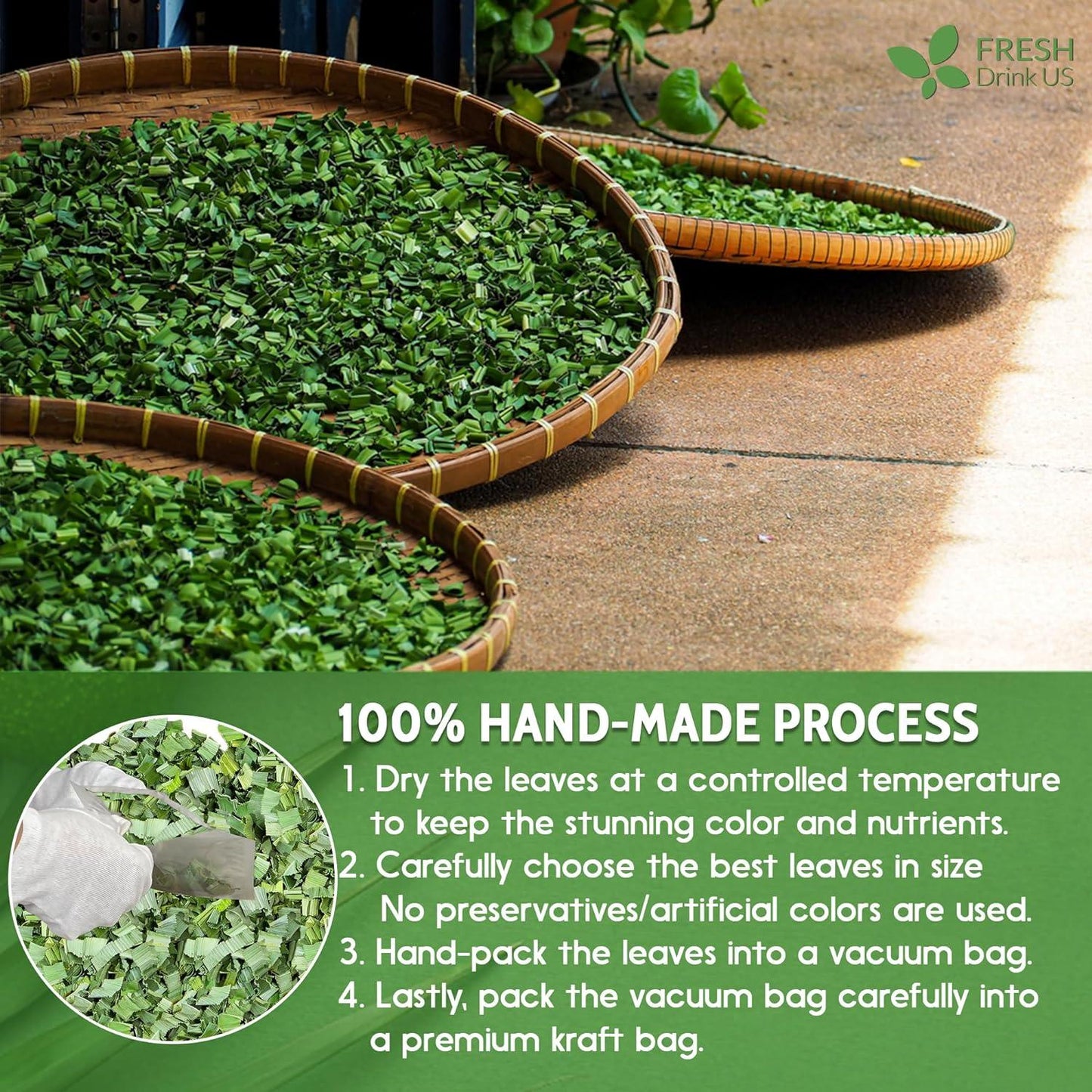100% Pure Dried Pandan Leaves - Natural Flavoring Powder