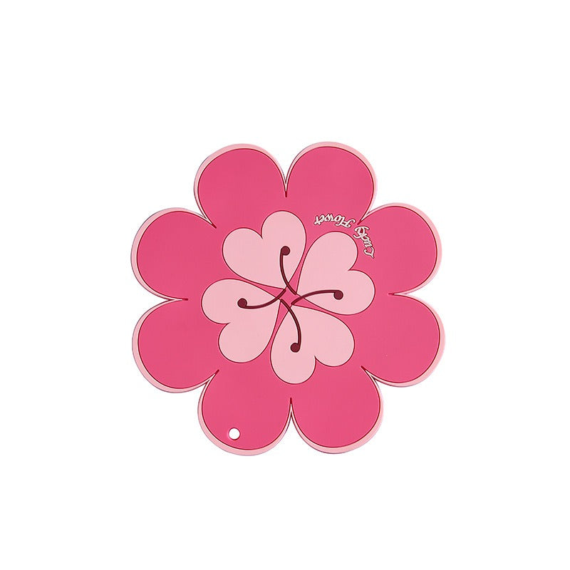 Lucky Flower Heat Insulation Mat Simple Wind Table Heat Insulation Mat Anti scalding Bowl and Dish Mat Household Plate Mat PVC Mat - Korvel