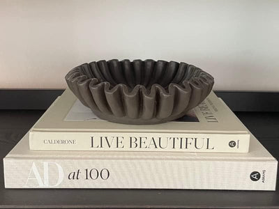 Groove lotus leaf edge decorative bowl - living room style coffee table bookshelf desktop style home retro decoration - Korvel