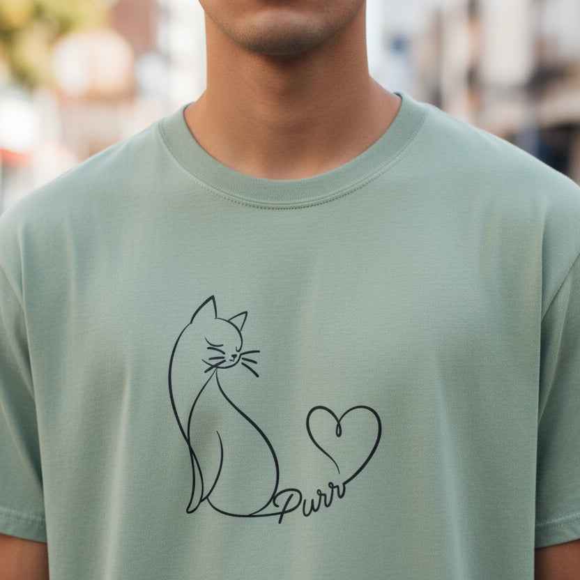 Purr Line Art Cat Unisex T-Shirt