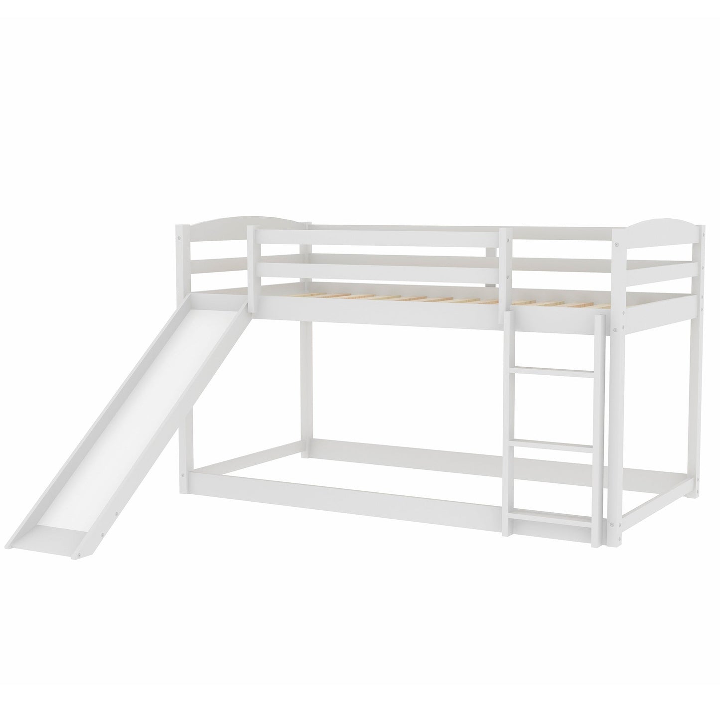 Twin over Twin Bunk Bed with Convertible Slide and Ladder   White - Korvel