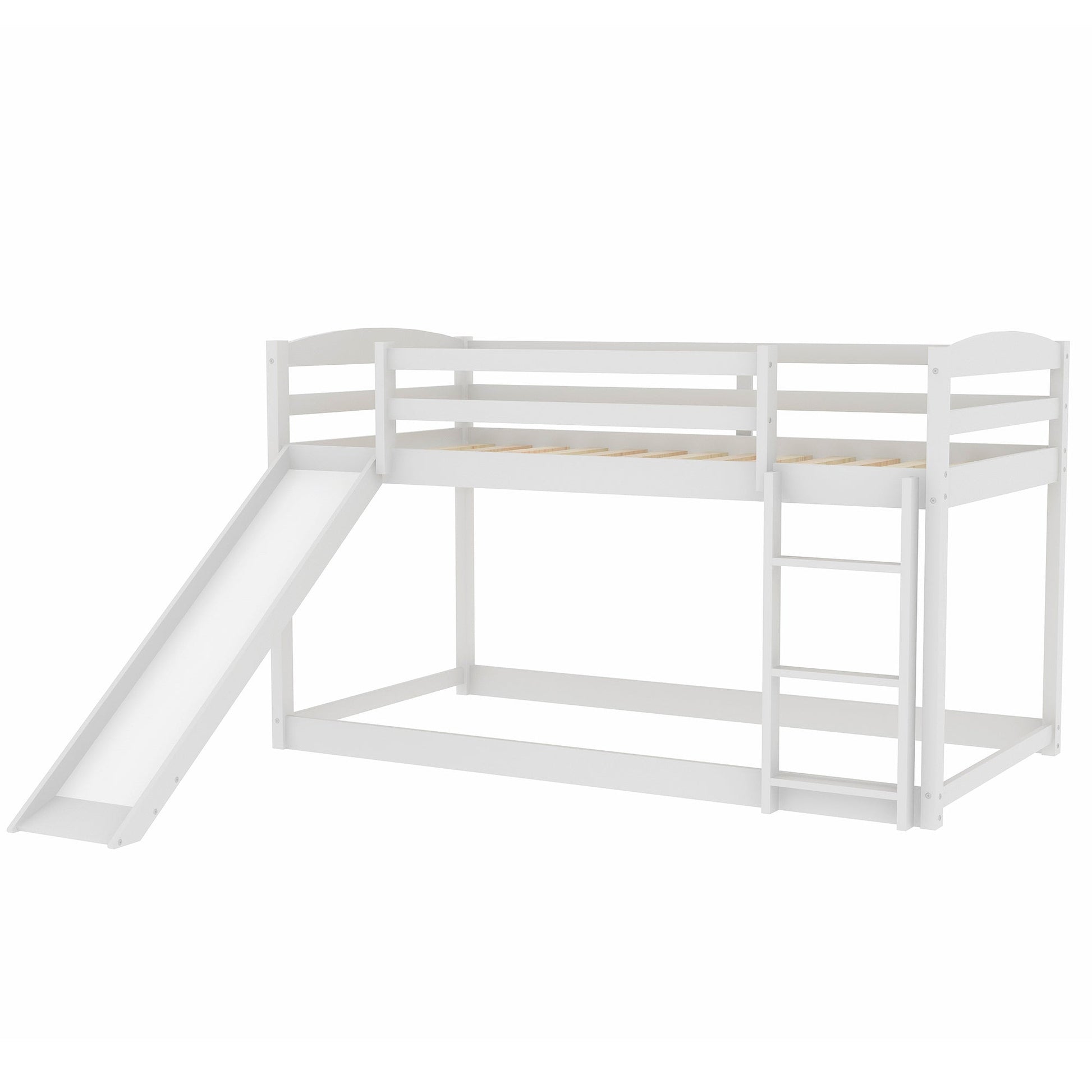 Twin over Twin Bunk Bed with Convertible Slide and Ladder   White - Korvel