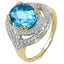 14K Yellow Gold Plated Swiss Blue Topaz Ring in Sterling Silver