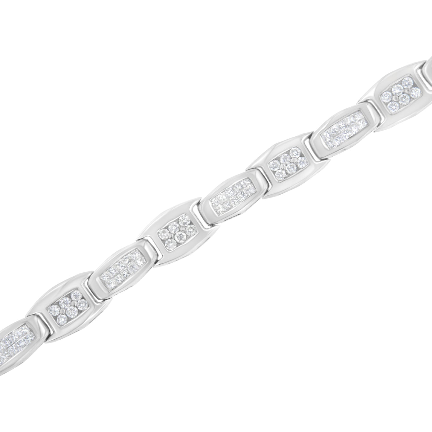 Pulsera de tenis de diamantes de oro blanco de 14K con eslabones acampanados