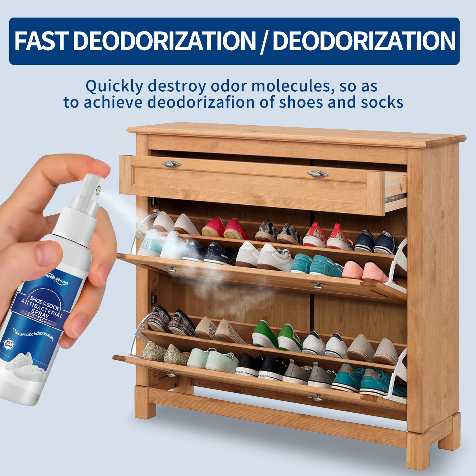 Shoe & Sock Antibacterial Spray, Shoes And Socks Clean Sweaty Feet To Odor Dry Shoe Cabinet Freshener - Korvel