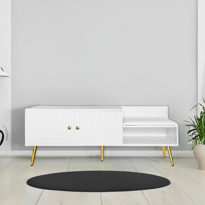 Modern White Shoe Storage Bench with Hidden Storage