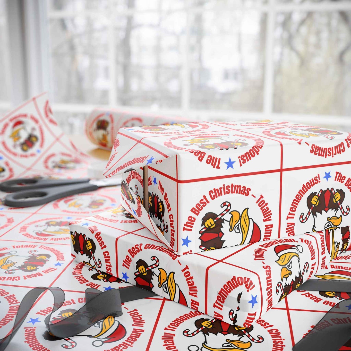 Papier d'emballage parodique de Noël patriotique