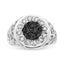 .925 Sterling Silver Black and White Diamond Halo Cluster Ring for Men - Size 10