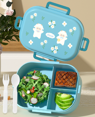 Cartoon cute small fresh microwaveable compartment insulation lunch box fresh-keeping box - Korvel