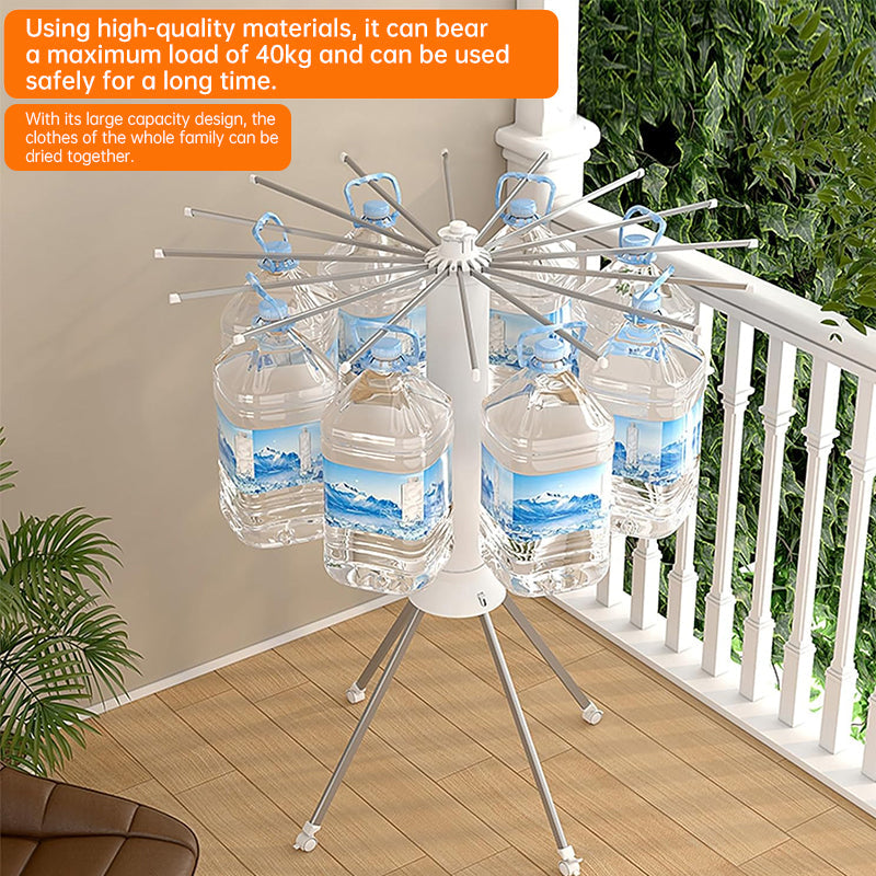 V2 Octopus Round Drybox 1, a portable single-tripod folding drying rack for up to 16 pieces (40kg) of laundry, round and foldabl - Korvel