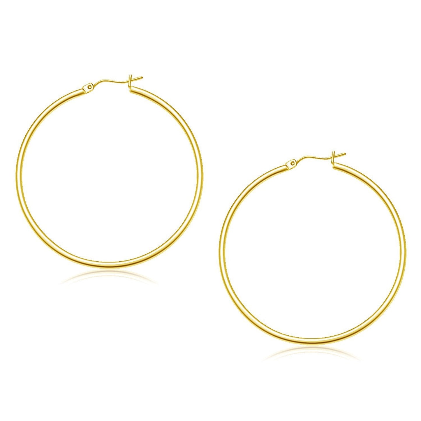 Aros de Aro Pulidos de Oro Amarillo de 10k - 45 mm