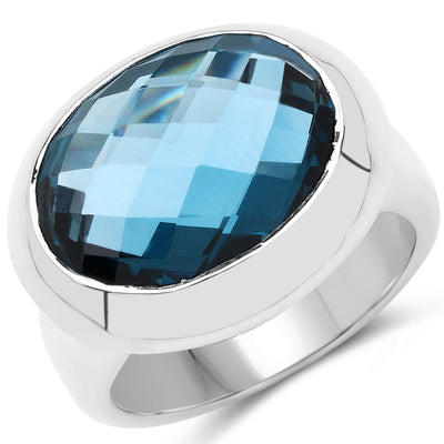 10.25 Carat London Blue Topaz Sterling Silver Ring