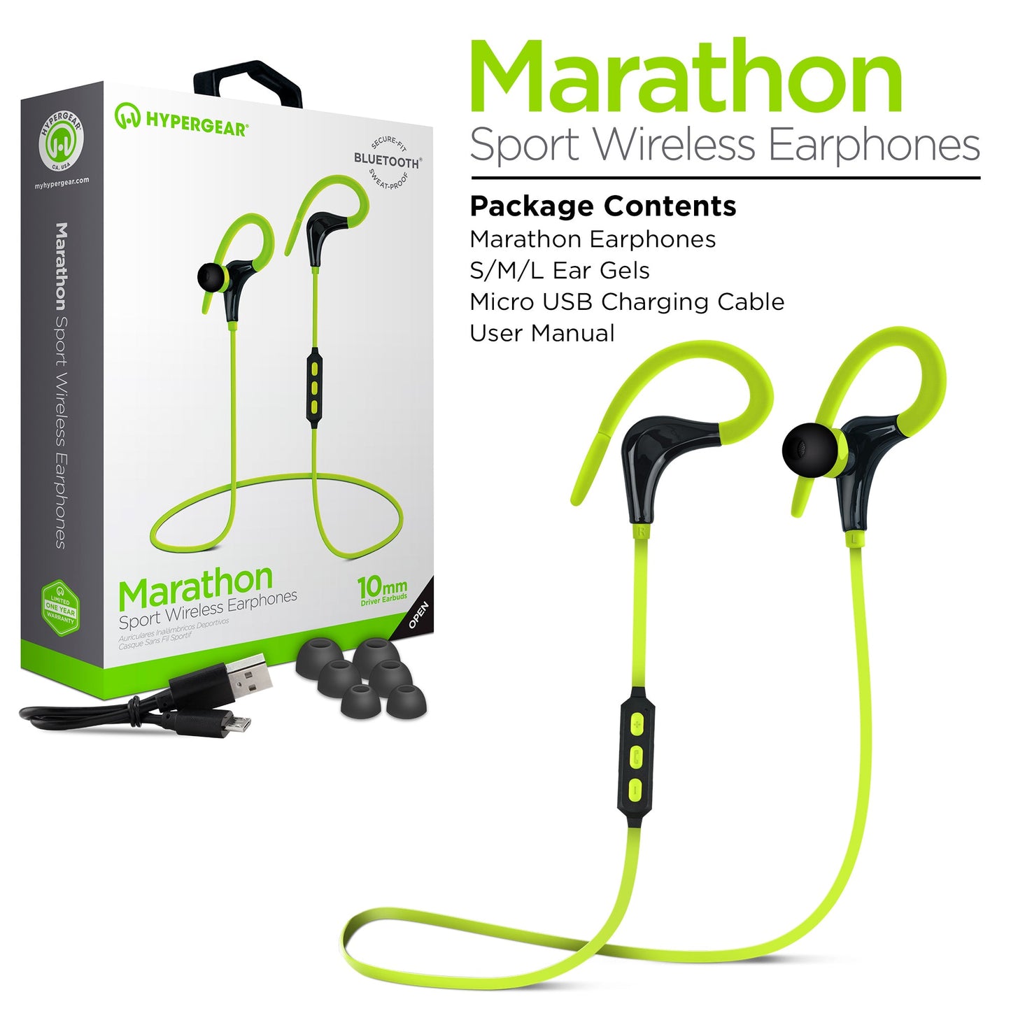 Écouteurs sans fil Bluetooth HyperGear Marathon Sport