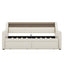 Twin Size Daybed with Storage Drawers, Upholstered Daybed with Charging Station and LED Lights, Beige - Korvel