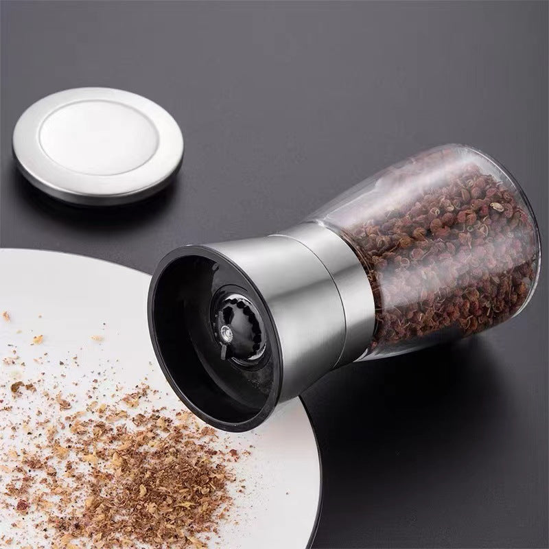 Premium Stainless Steel Pepper Grinder with Glass Bottle