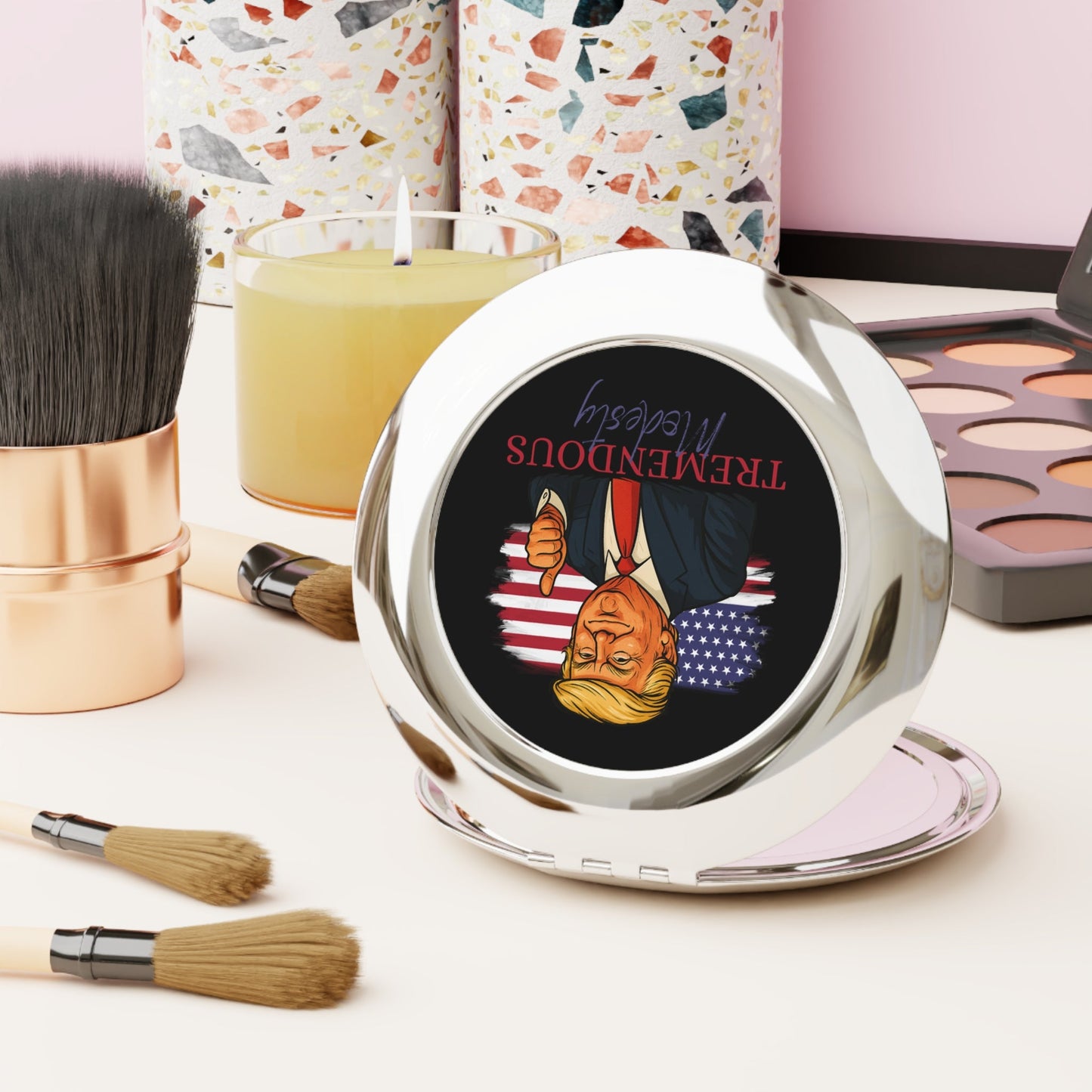 Tremendous Modesty Silver Compact Mirror