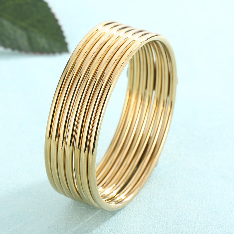 Elegant Multi-Layered 3mm Circular Ring Bracelet