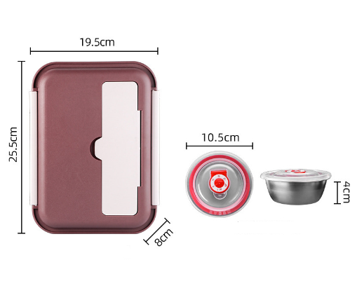 Boîte à lunch double face en acier inoxydable 304 premium avec bol à soupe