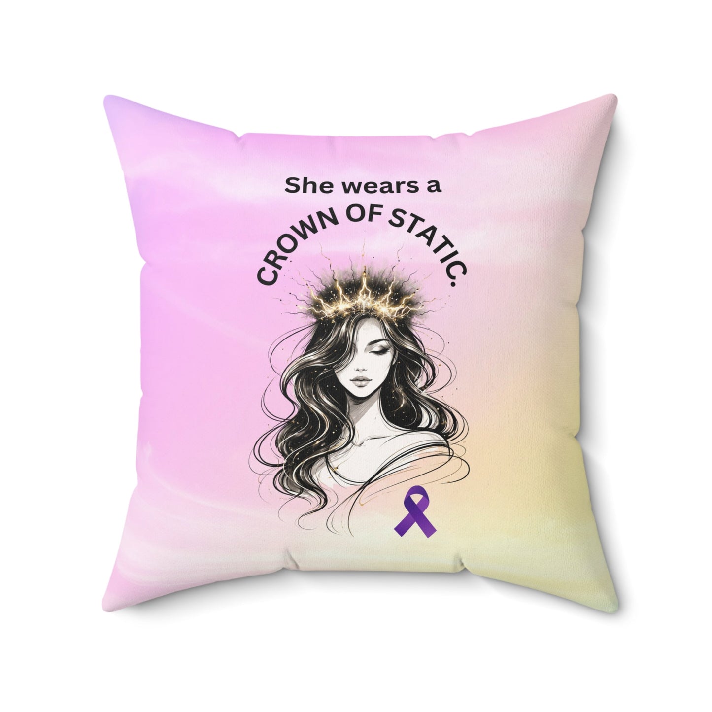 Crown of Static Epilepsy Awareness Throw Pillow