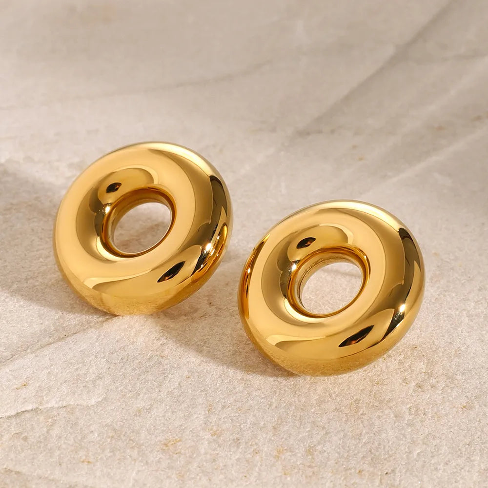 Stainless Steel Cutout Round Shape Earrings - Korvel