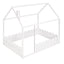 (Slats are not included) Full Size Wood Bed House Bed Frame with Fence for Kids Teens Girls Boys (White ) - Korvel