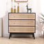 31.5 "3-Drawers Rattan Storage Cabinet Rattan Drawer,for Bedroom,Living Room,Natural drawer and black panel - Korvel