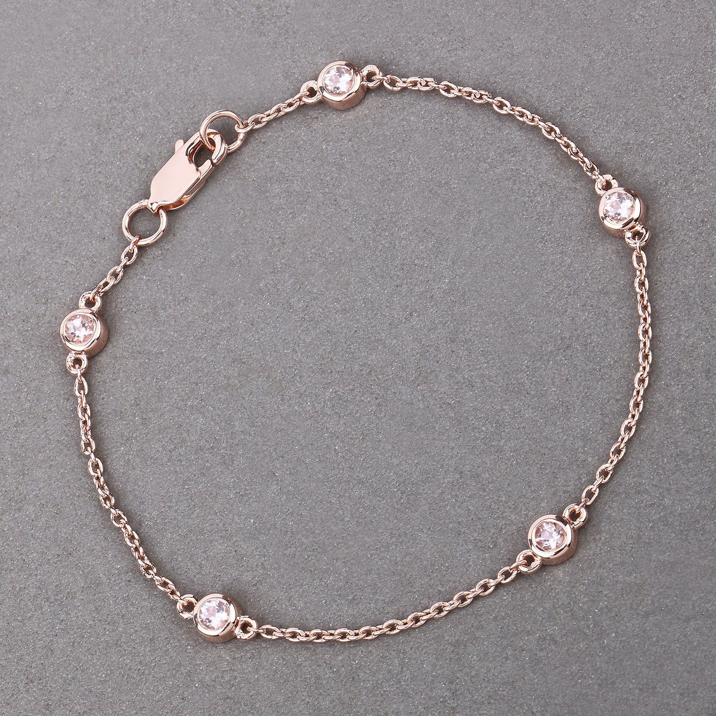 Pulsera de plata esterlina con morganita genuina de 0.45 quilates