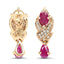 Pendientes de Rubí y Diamante Blanco de 1.12 Quilates en Oro Amarillo de 14K