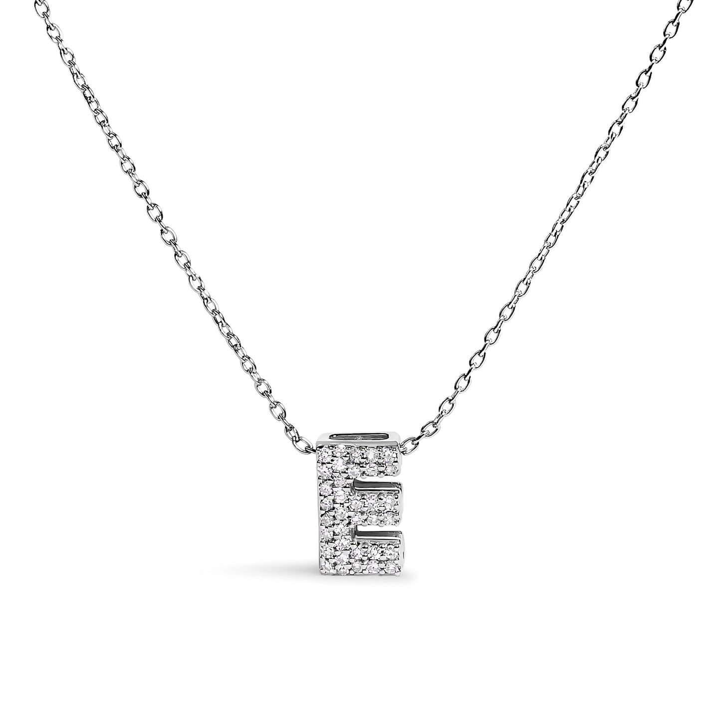 10K White Gold Diamond Accent 'A' Initial Bubble Pendant Necklace