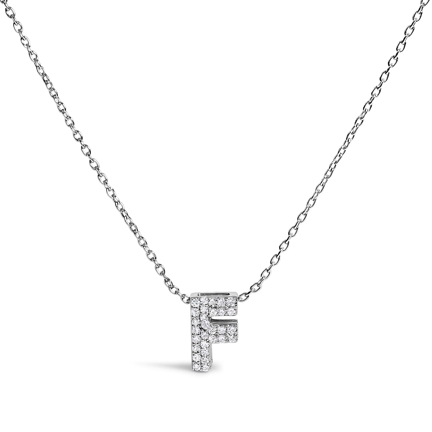 10K White Gold Diamond Accent 'A' Initial Bubble Pendant Necklace