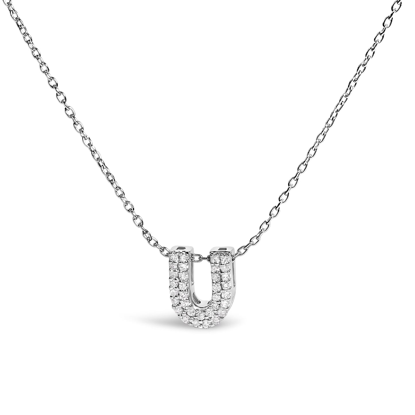 10K White Gold Diamond Accent 'A' Initial Bubble Pendant Necklace
