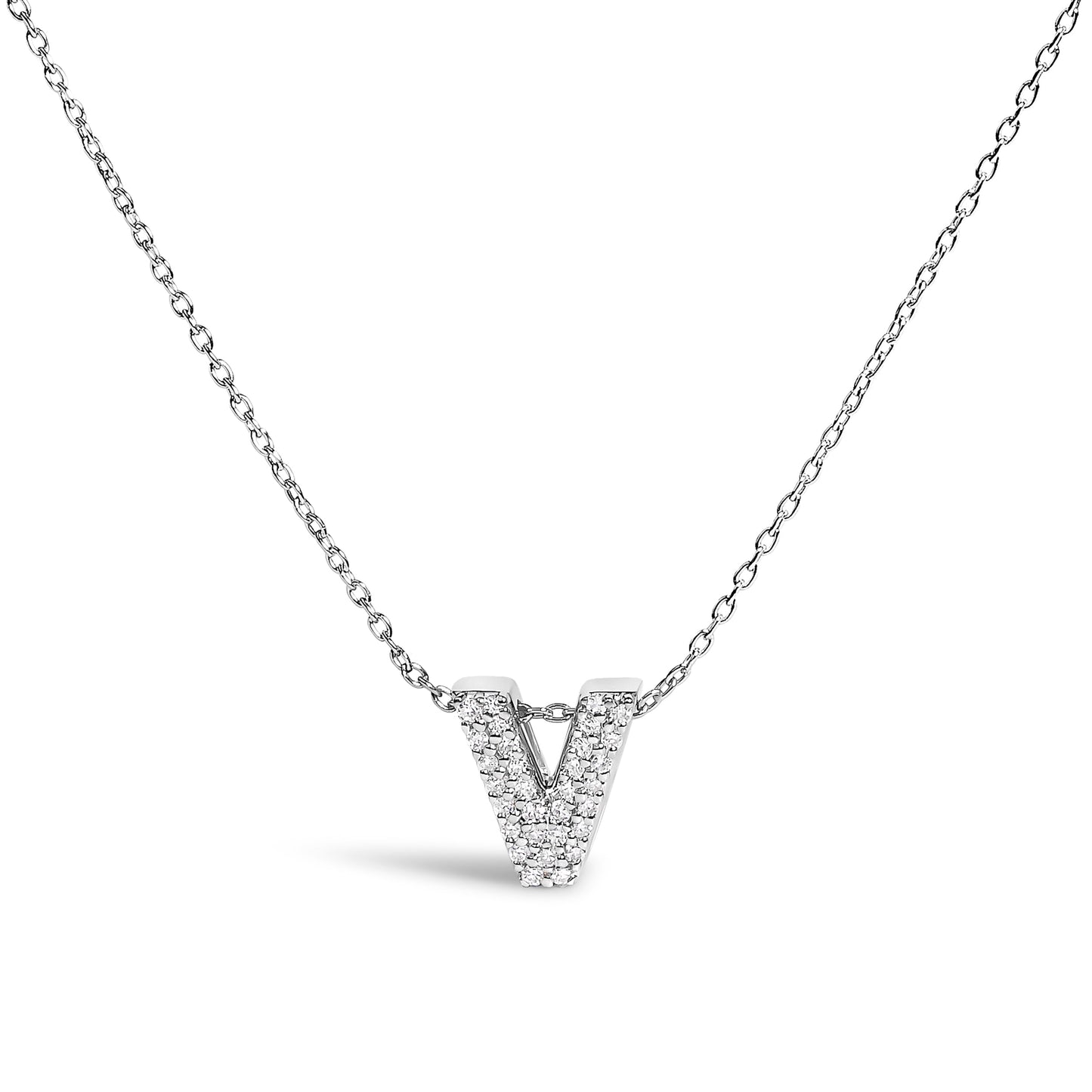 10K White Gold Diamond Accent 'A' Initial Bubble Pendant Necklace