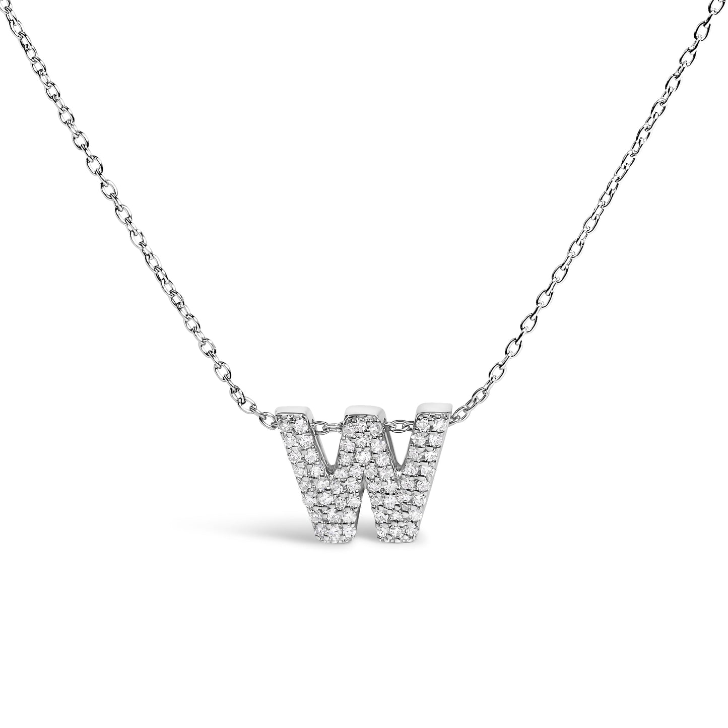 10K White Gold Diamond Accent 'A' Initial Bubble Pendant Necklace