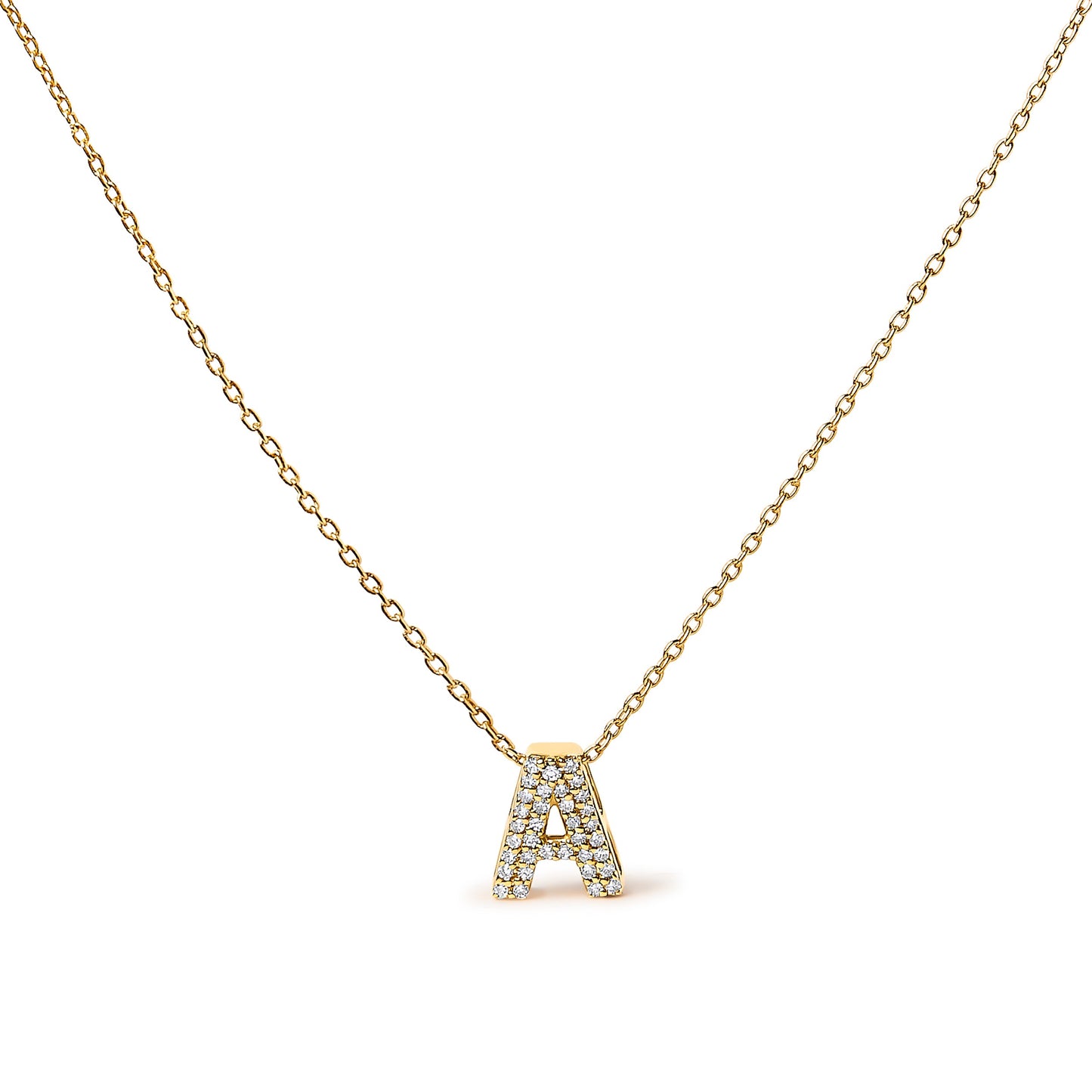 10K White Gold Diamond Accent 'A' Initial Bubble Pendant Necklace