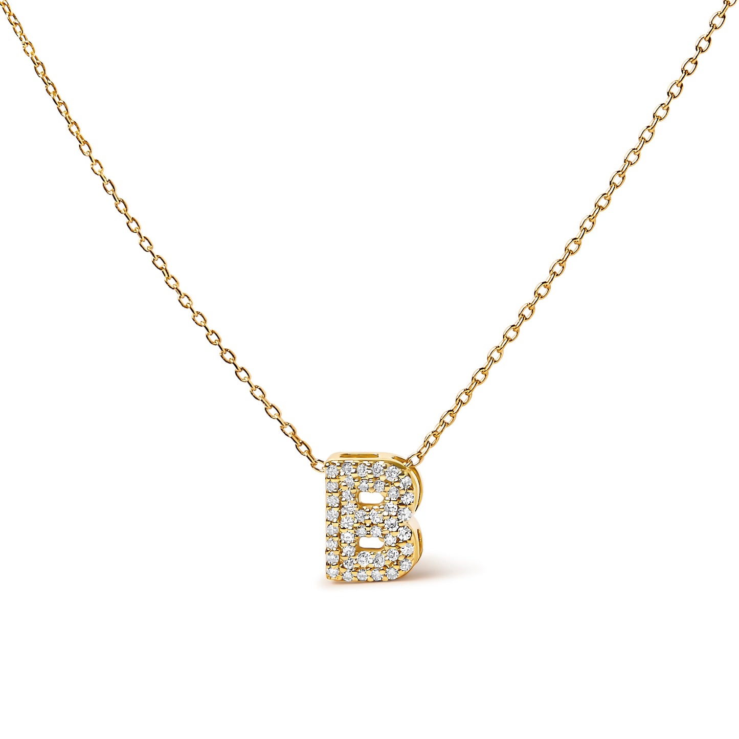 10K White Gold Diamond Accent 'A' Initial Bubble Pendant Necklace