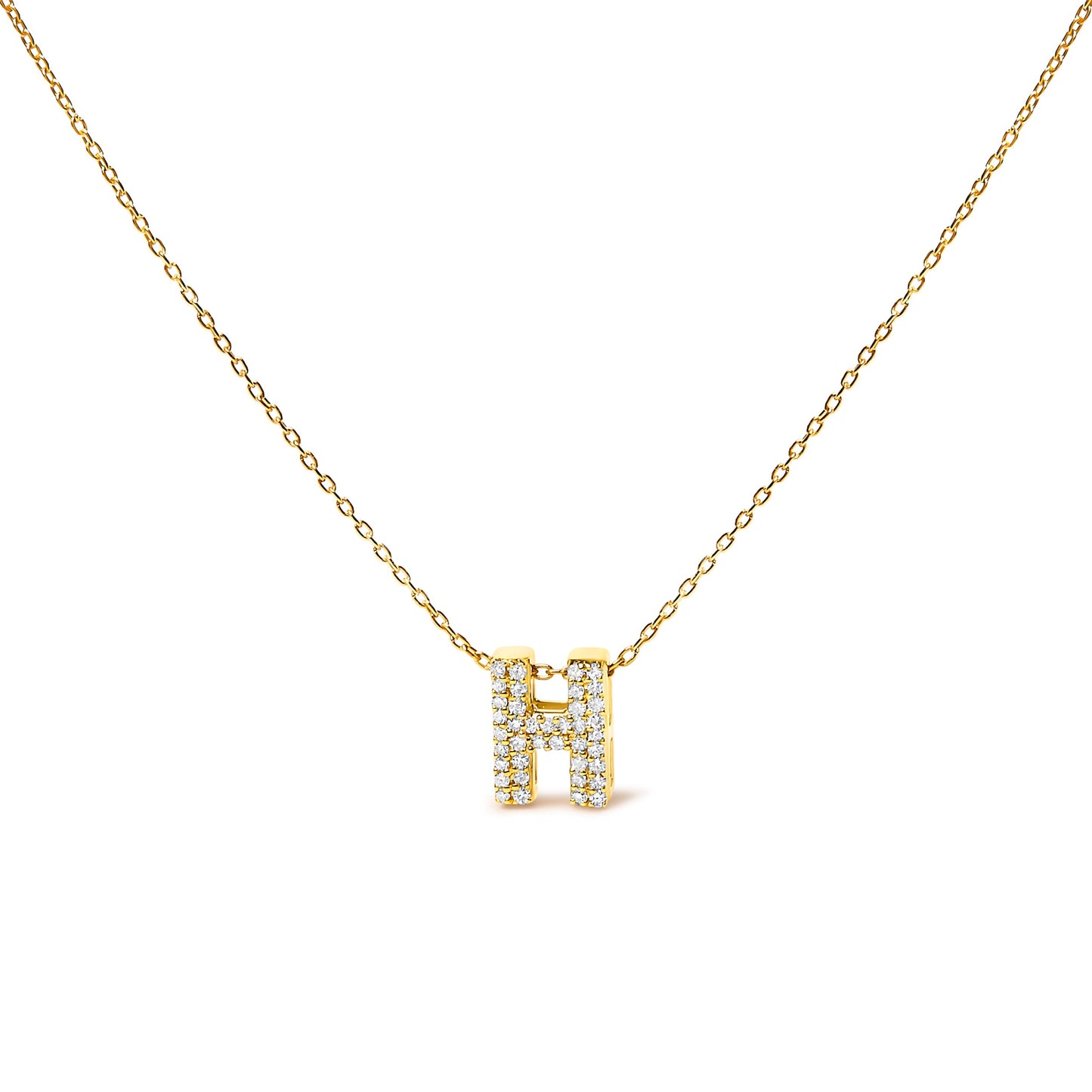 10K White Gold Diamond Accent 'A' Initial Bubble Pendant Necklace