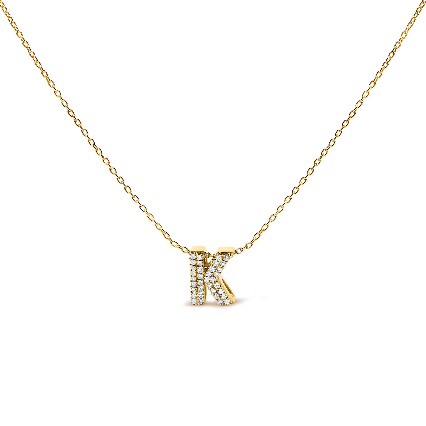 10K White Gold Diamond Accent 'A' Initial Bubble Pendant Necklace