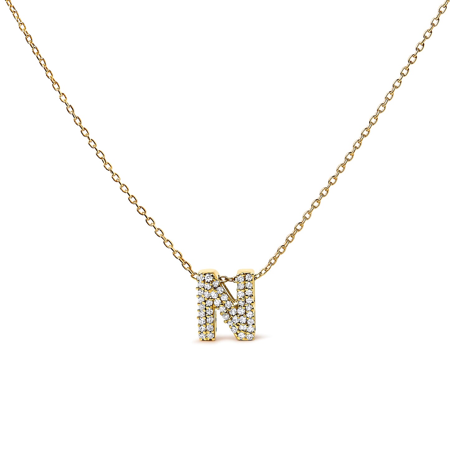 10K White Gold Diamond Accent 'A' Initial Bubble Pendant Necklace