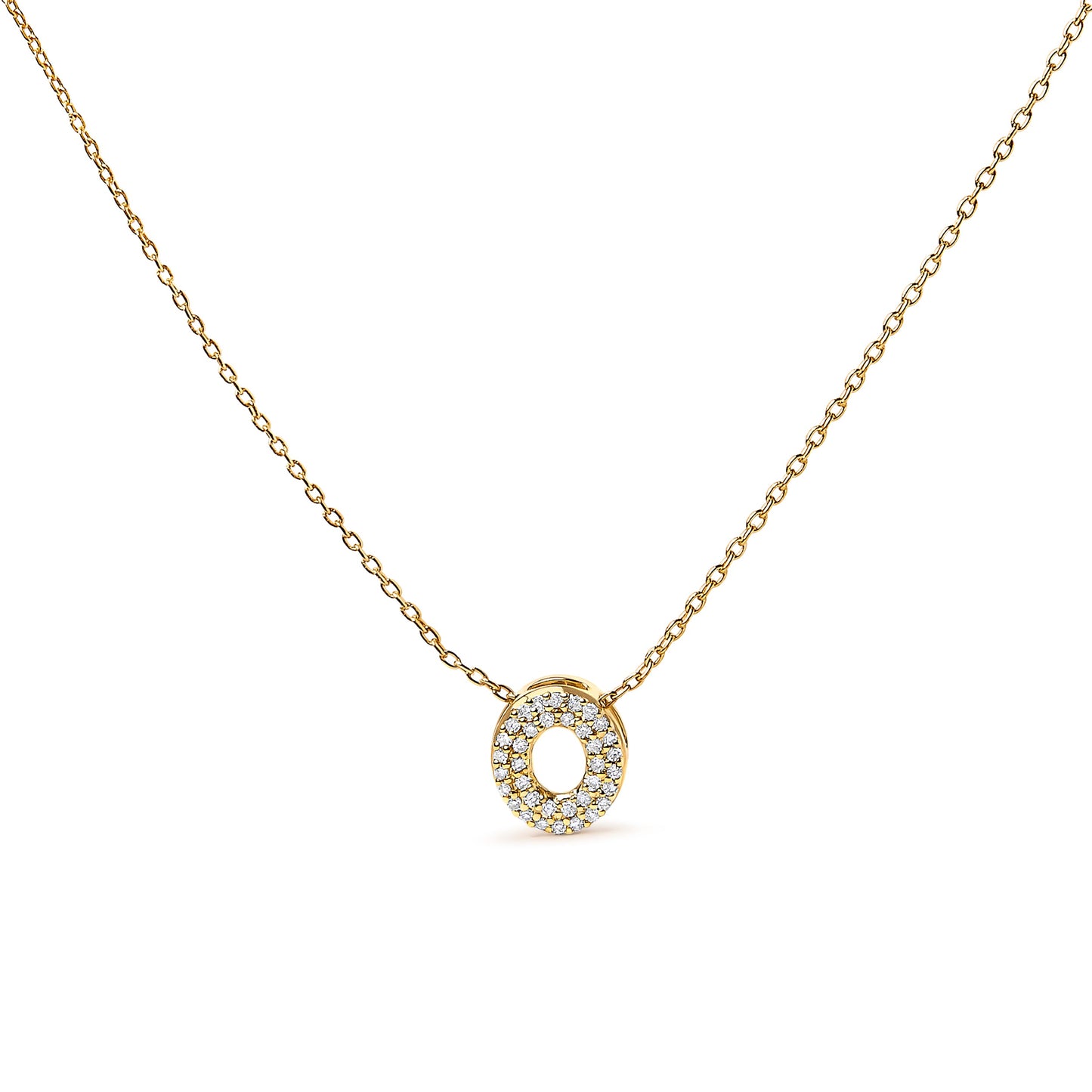 10K White Gold Diamond Accent 'A' Initial Bubble Pendant Necklace